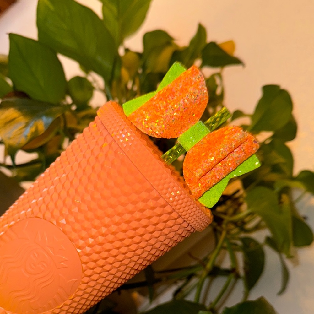 Textured Orange/green bow topper